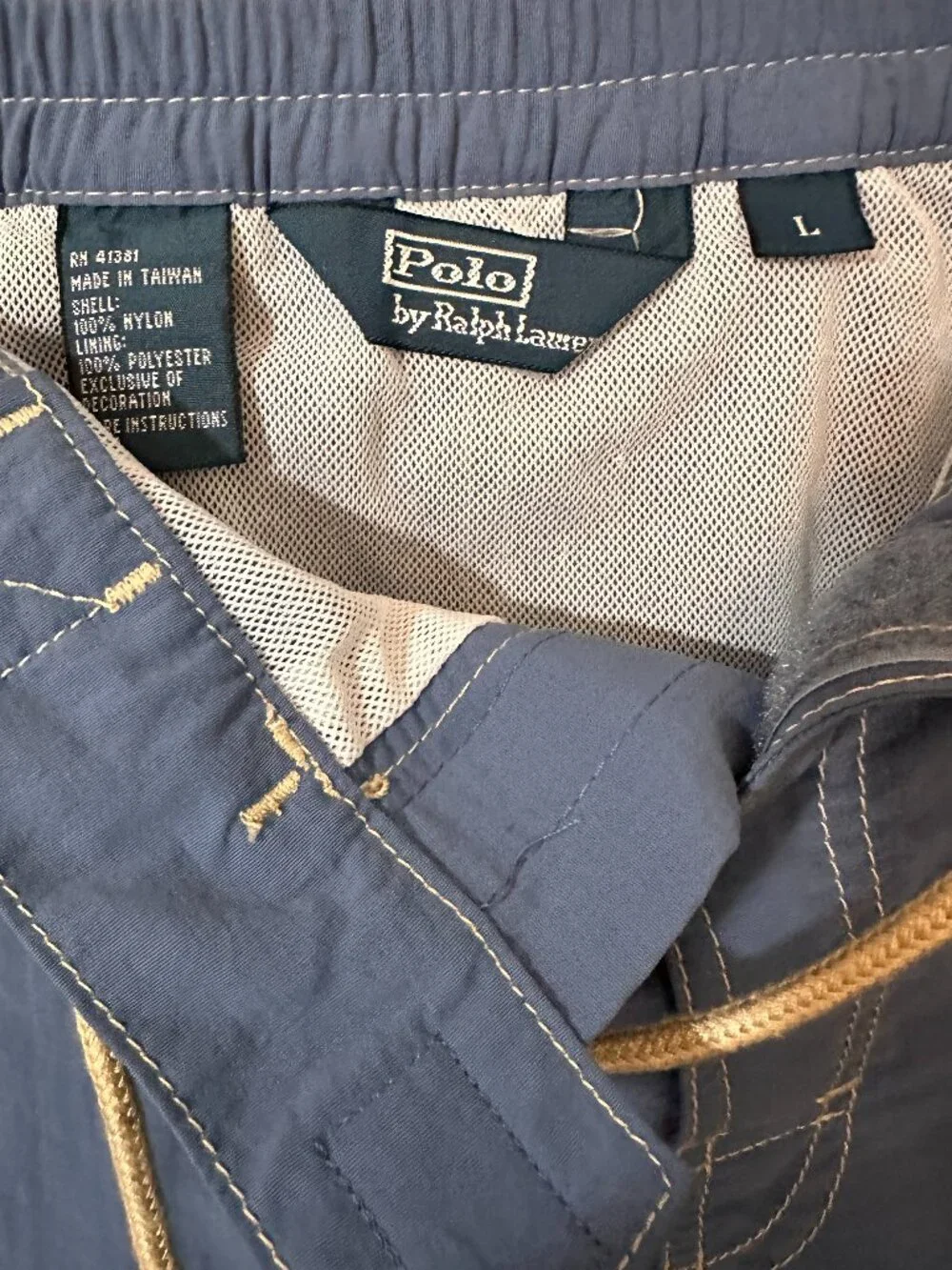 Polo Ralph Lauren Cargo Board Shorts Men's Large Blue Swim Trunks Classic Logo